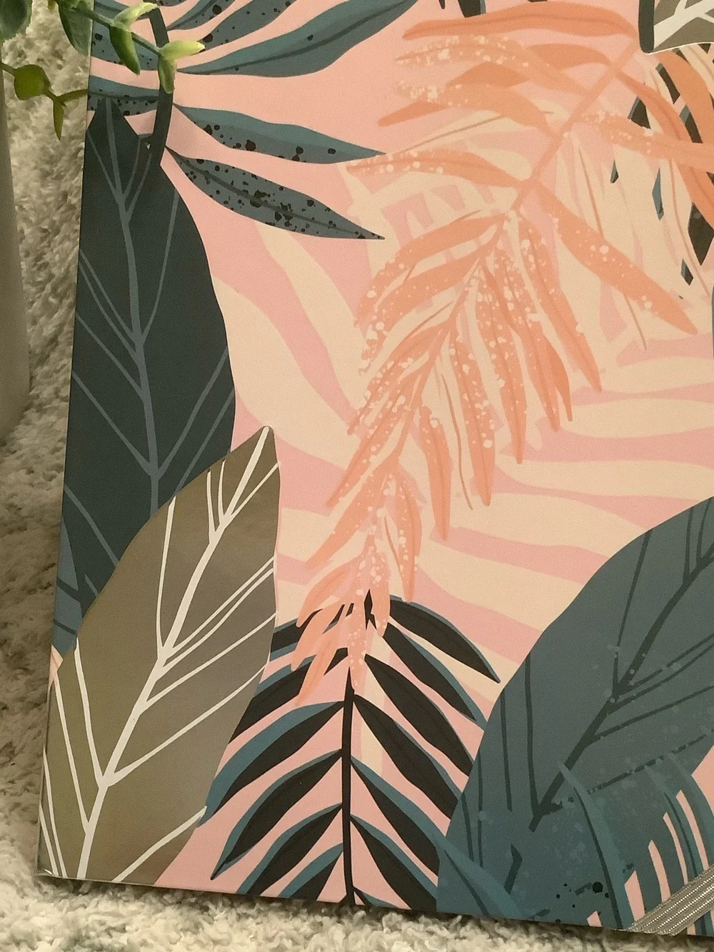 Tropical Leaf Pattern Clipboard Notebook Portfolio- Pink & Teal NWT 12.50” x 9”